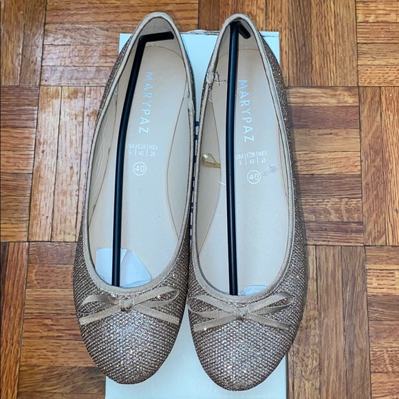 Marypaz Gold Metallic Ballerina Flats - Picture 1 of 3